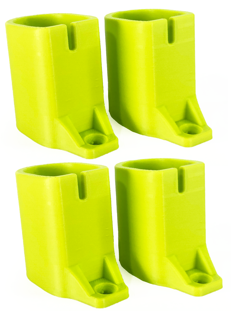 Four Ryobi Green battery wall mounts included in one pack.